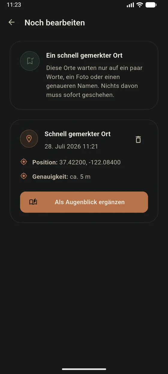 Offener schnell gemerkter Ort unter Noch bearbeiten